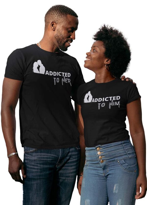 Addicted to Her, Addicted to Him Valentine Couples T-Shirt - LT - Image 5