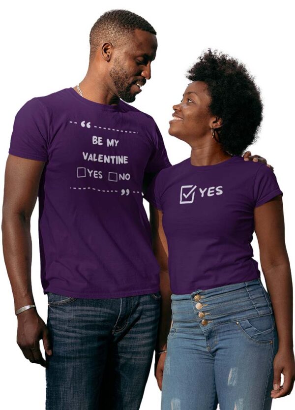 Be My Valentine Yes or No Couples T-Shirt - LT - Image 3