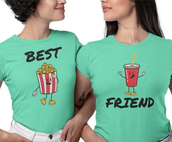 Best Friend Popcorn Coke Besties T-Shirt for Women - DK - Image 4