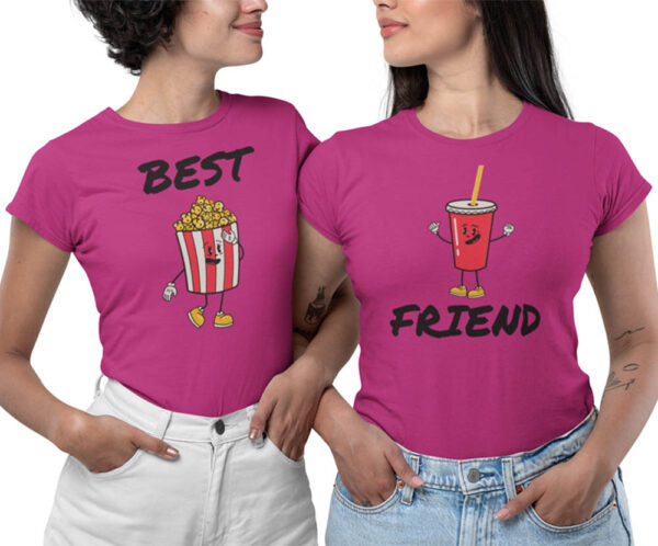 Best Friend Popcorn Coke Besties T-Shirt for Women - DK - Image 5