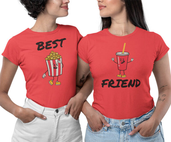 Best Friend Popcorn Coke Besties T-Shirt for Women - DK - Image 6