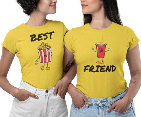 Best Friend Popcorn Coke Besties T-Shirt for Women - DK - Image 3