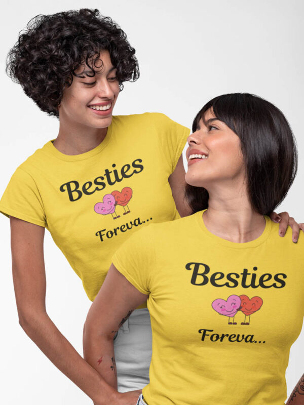 Besties Forever Two Heart Hugging T-Shirt for Women - DK - Image 4