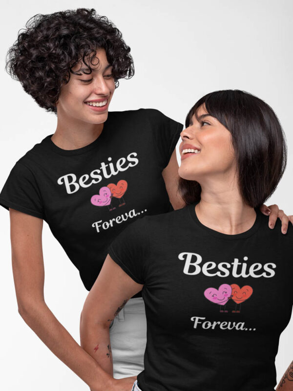 Besties Forever Two Heart Hugging T-Shirt for Women – LT - Image 2