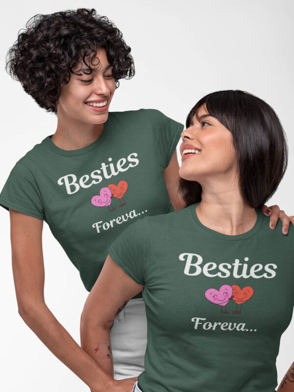 Besties Forever Two Heart Hugging T-Shirt for Women – LT - Image 3