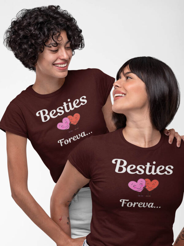 Besties Forever Two Heart Hugging T-Shirt for Women – LT - Image 4