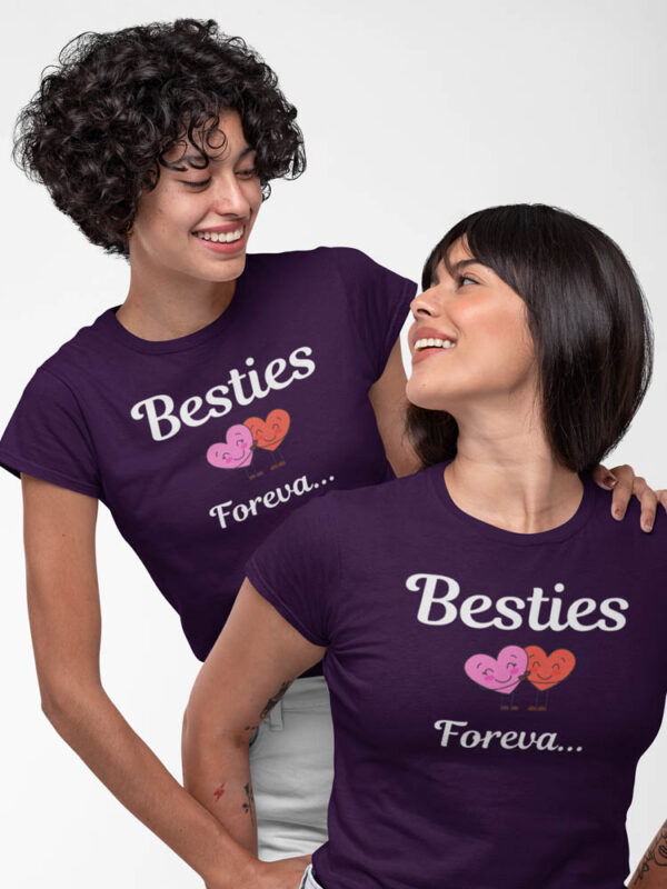 Besties Forever Two Heart Hugging T-Shirt for Women - LT - Image 5