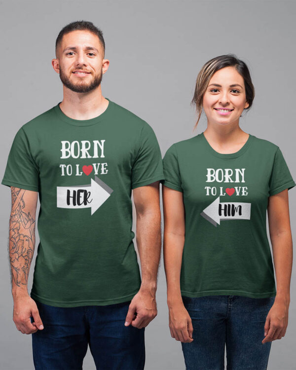 Born to Love Her, Born to Love Him Valentine Couples T-Shirt - LT - Image 4