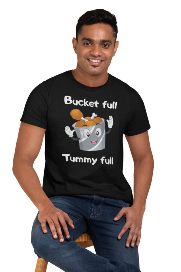 Bucket Full Tummy Full Foodie T-Shirt for Men - Image 2