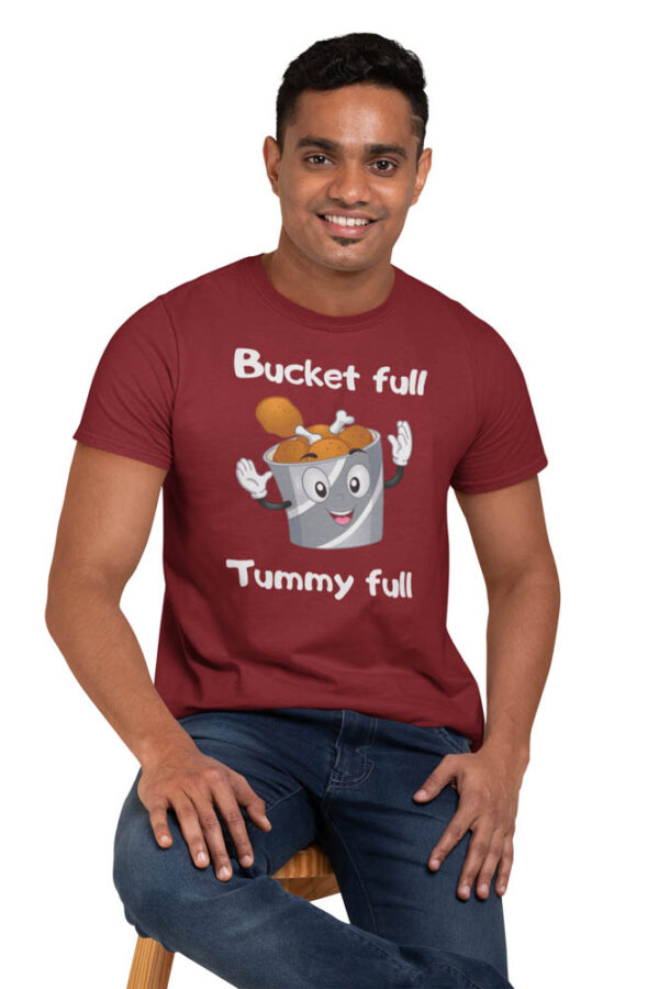 Bucket Full Tummy Full Foodie T-Shirt for Men - Image 3