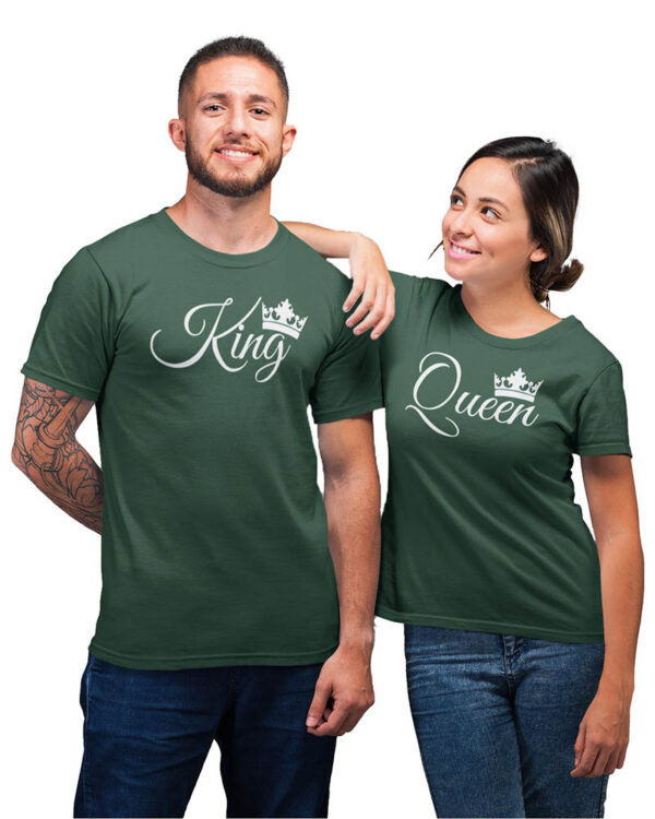 King Queen Crown Valentine Couple T-Shirt - LT - Image 2