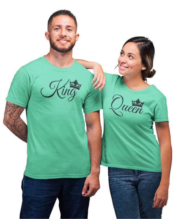 King Queen Crown Valentine Couple T-Shirt - DK - Image 2