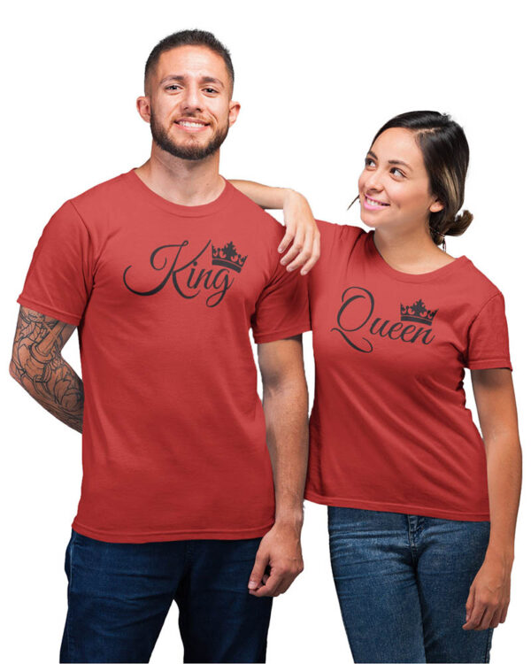 King Queen Crown Valentine Couple T-Shirt - DK - Image 3