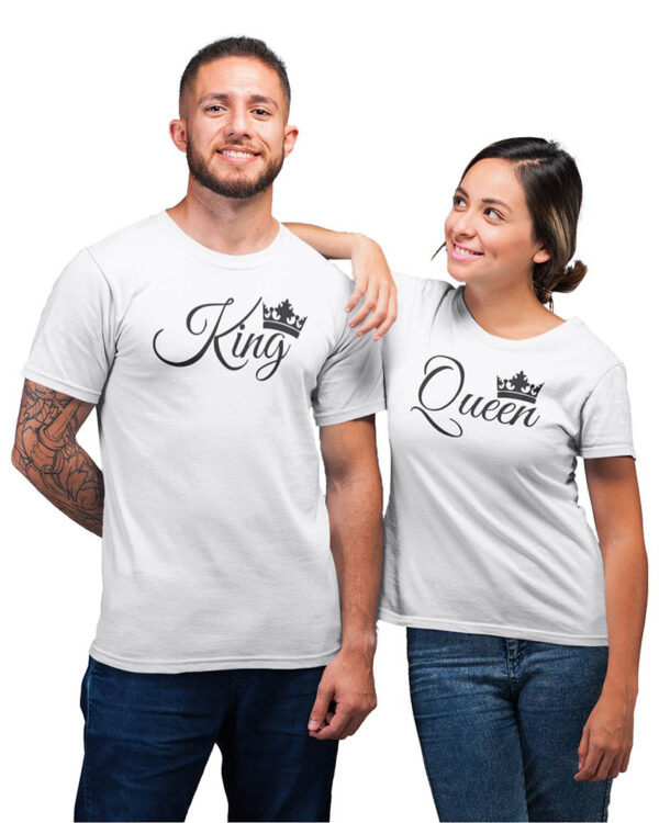 King Queen Crown Valentine Couple T-Shirt - DK - Image 4