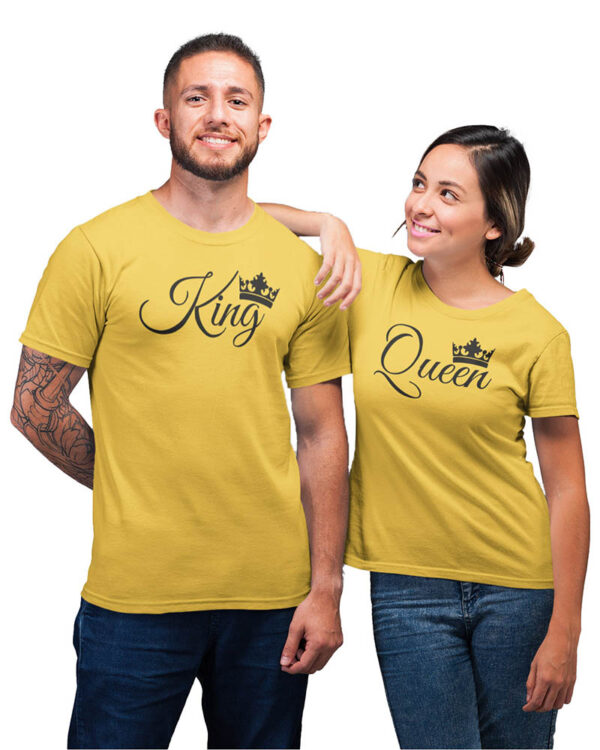 King Queen Crown Valentine Couple T-Shirt - DK - Image 5