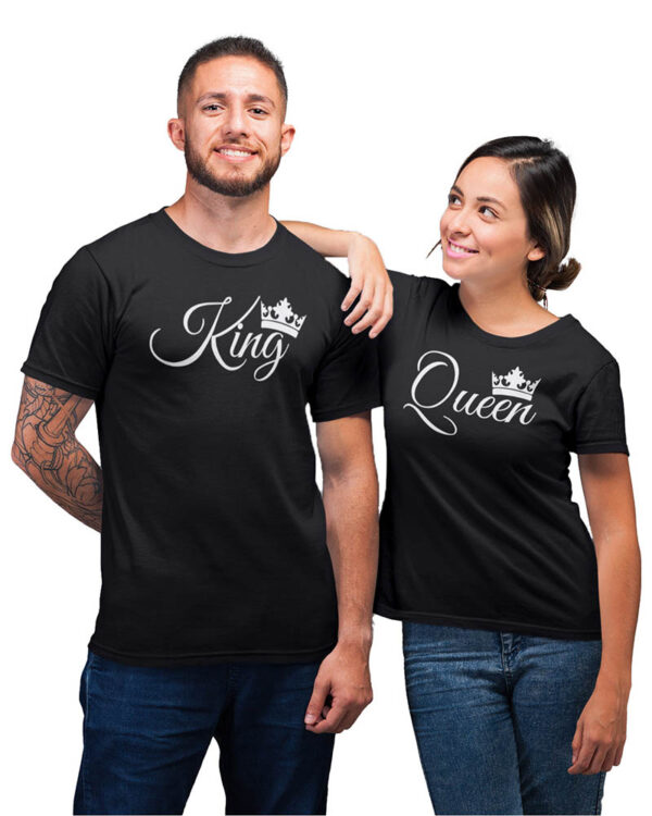 King Queen Crown Valentine Couple T-Shirt - LT