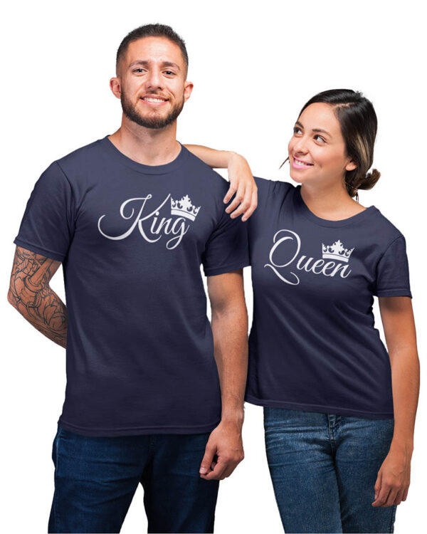 King Queen Crown Valentine Couple T-Shirt - LT - Image 3