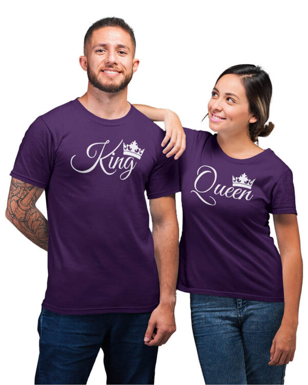 King Queen Crown Valentine Couple T-Shirt - LT - Image 4