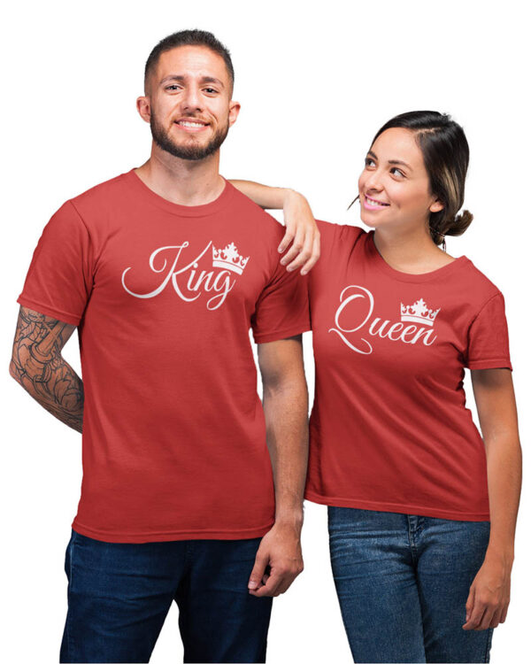 King Queen Crown Valentine Couple T-Shirt - LT - Image 5