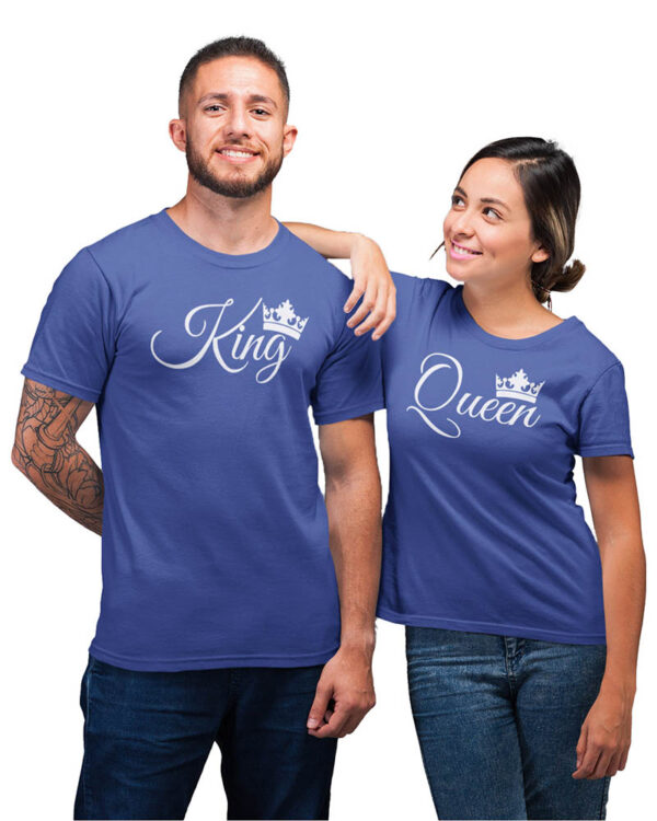 King Queen Crown Valentine Couple T-Shirt - LT - Image 6