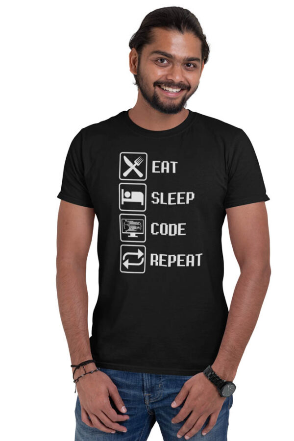 Eat Sleep Code Repeat Programming T-Shirt for Men - LT - Image 2