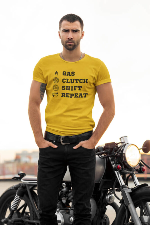 Gas Clutch Shift Repeat Bike T-Shirt for Men - DK - Image 4