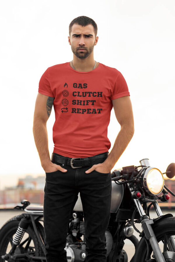 Gas Clutch Shift Repeat Bike T-Shirt for Men - DK - Image 5