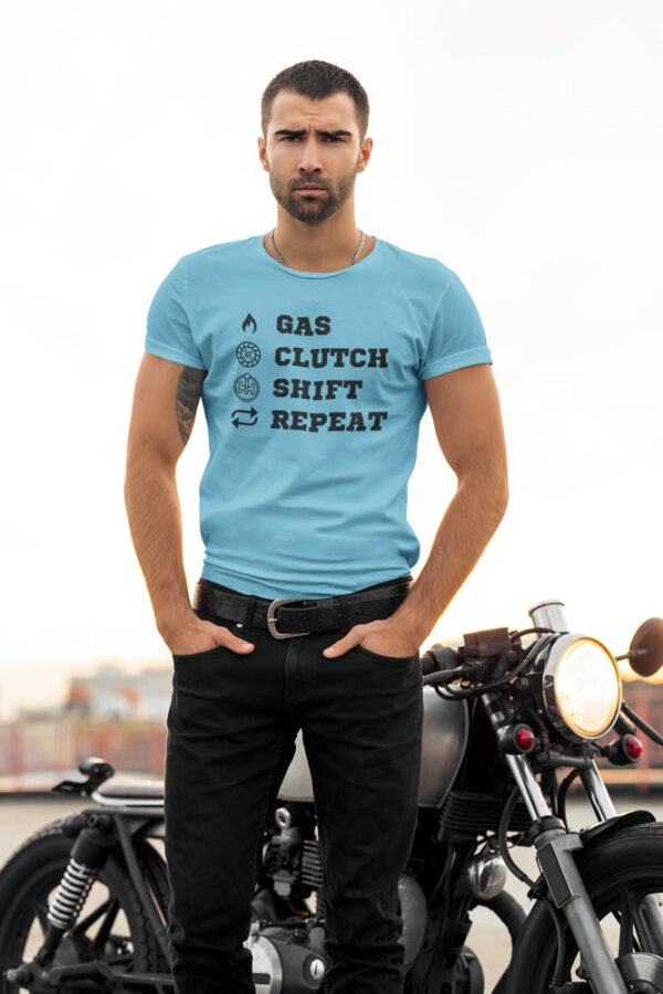 Gas Clutch Shift Repeat Bike T-Shirt for Men - DK