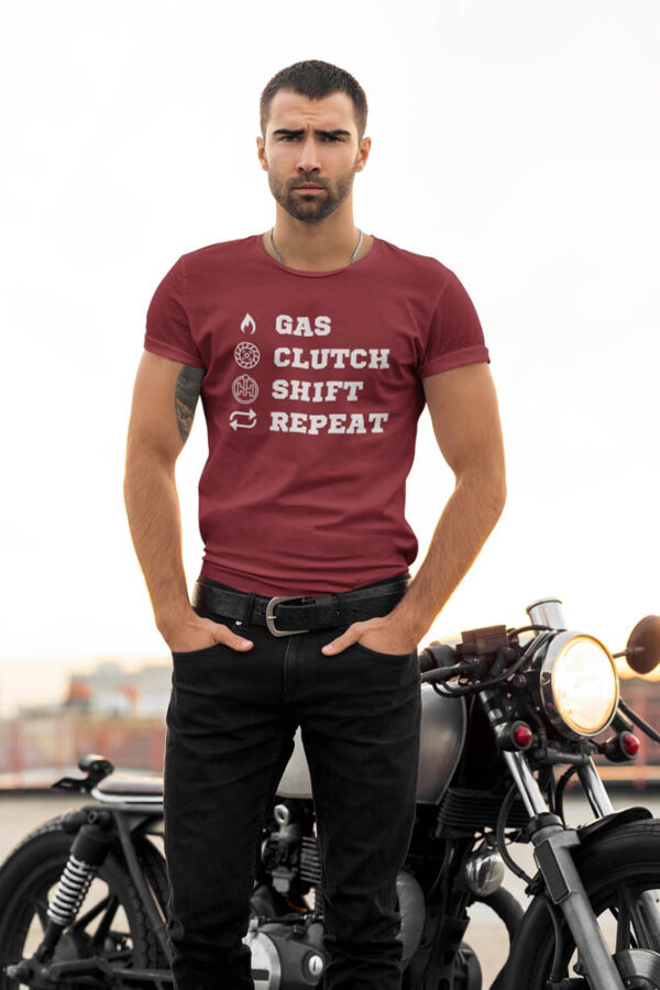 Gas Clutch Shift Repeat Bike T-Shirt for Men - LT - Image 2