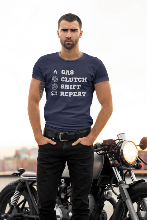 Gas Clutch Shift Repeat Bike T-Shirt for Men - LT - Image 3