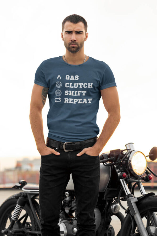 Gas Clutch Shift Repeat Bike T-Shirt for Men - LT - Image 4