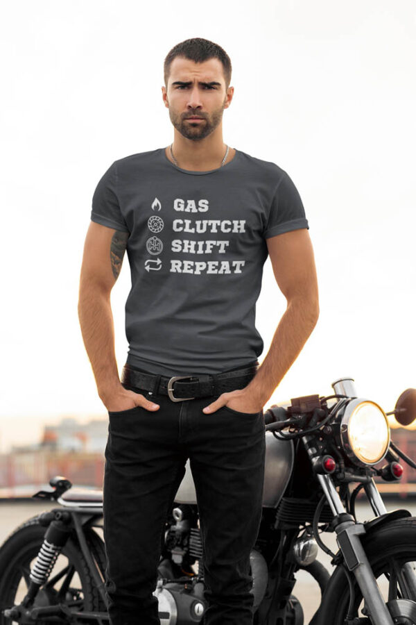 Gas Clutch Shift Repeat Bike T-Shirt for Men - LT - Image 5