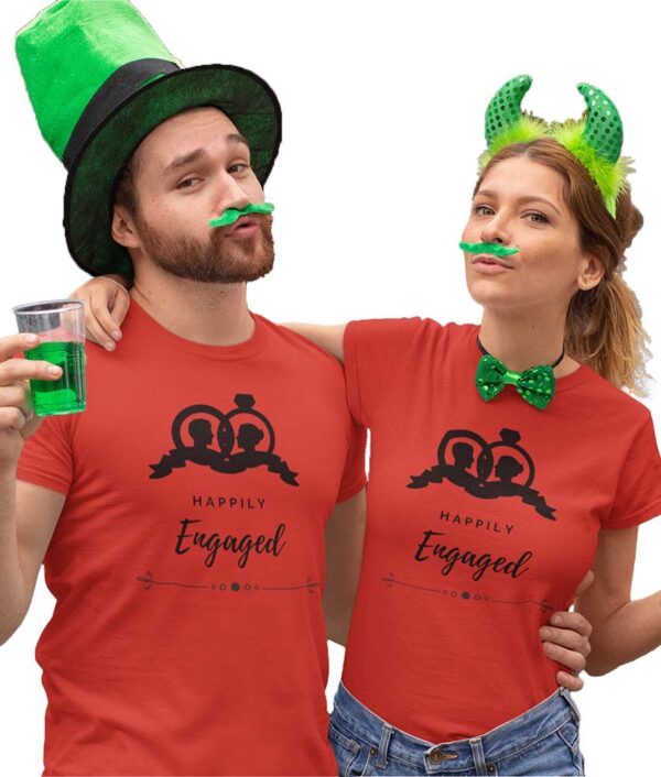 Happily Engaged Valentine Couple T-Shirt - DK - Image 2