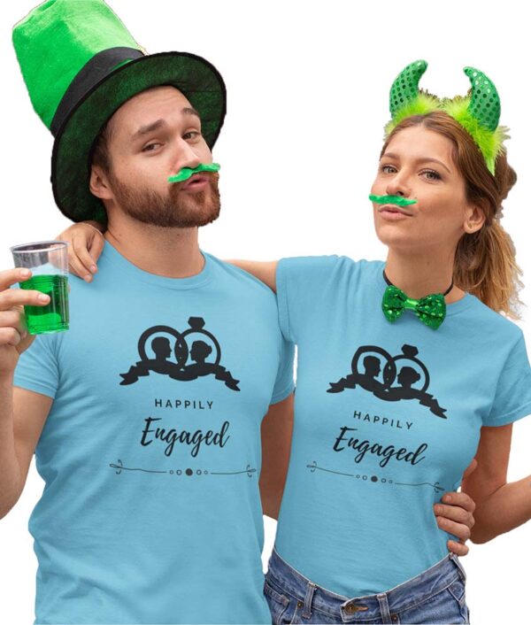 Happily Engaged Valentine Couple T-Shirt - DK - Image 3