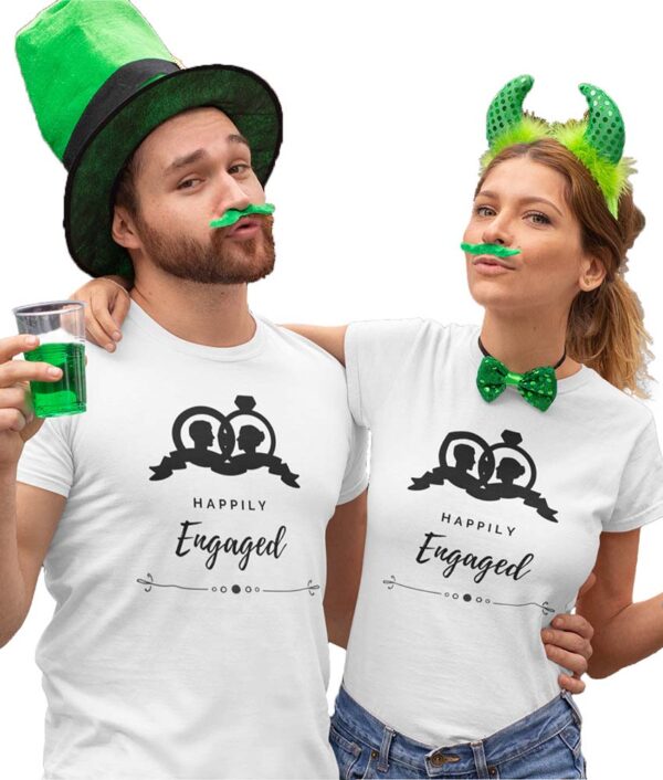 Happily Engaged Valentine Couple T-Shirt - DK - Image 4