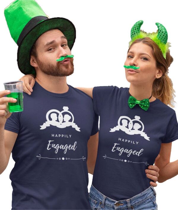 Happily Engaged Valentine Couple T-Shirt - LT - Image 4