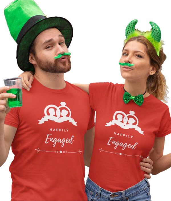 Happily Engaged Valentine Couple T-Shirt - LT - Image 6