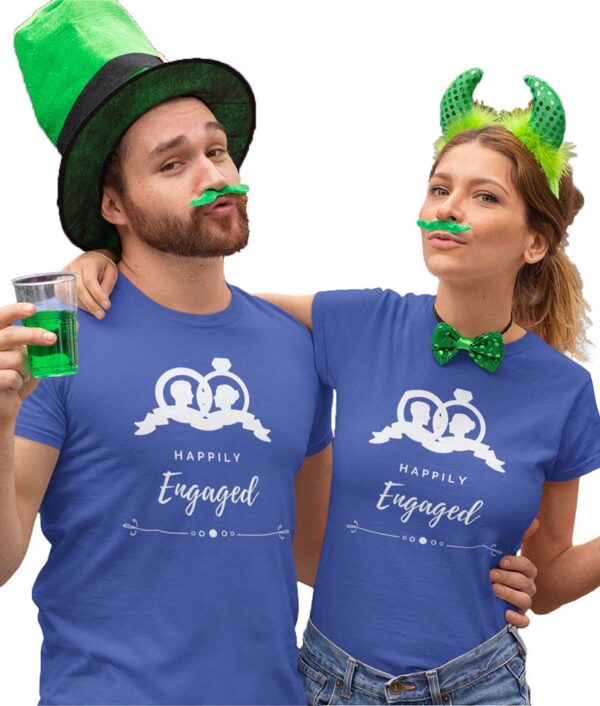 Happily Engaged Valentine Couple T-Shirt - LT - Image 7