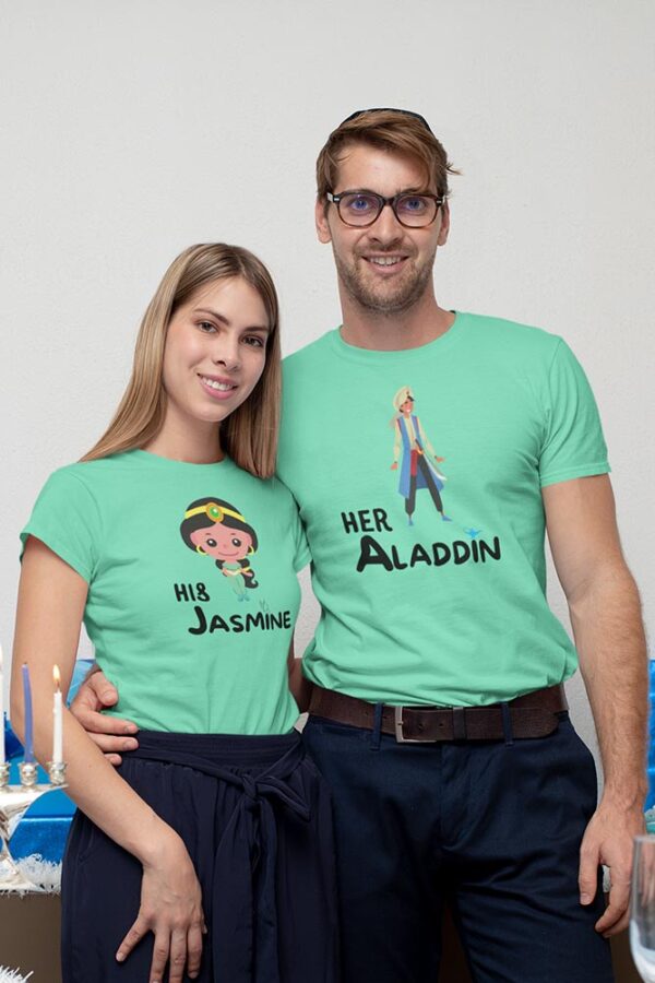 Her Aladdin, His Jasmine Valentine Couples T-Shirt - DK - Image 4