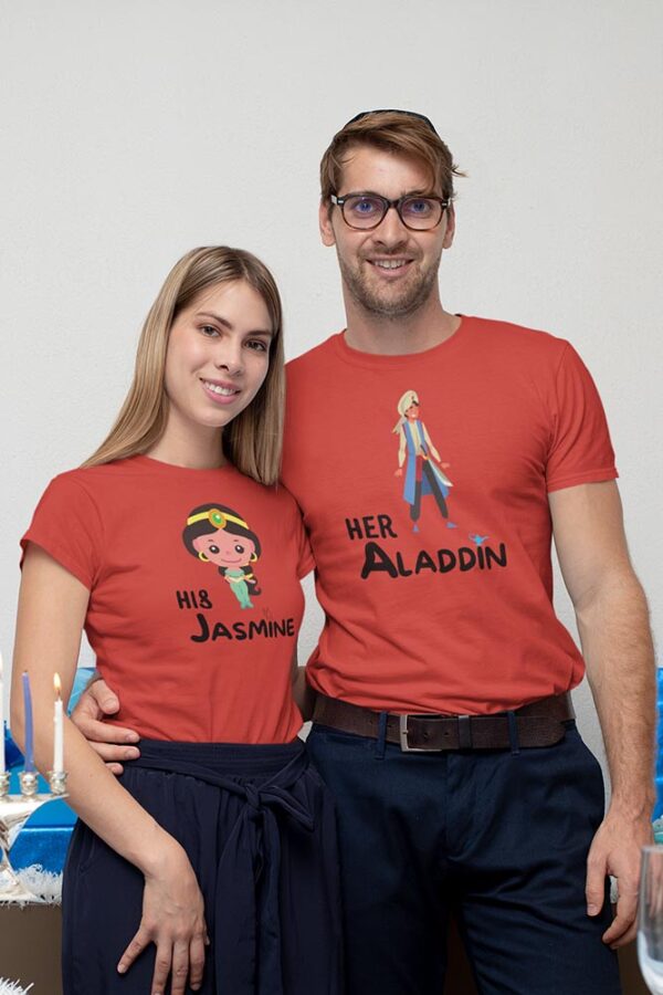 Her Aladdin, His Jasmine Valentine Couples T-Shirt - DK