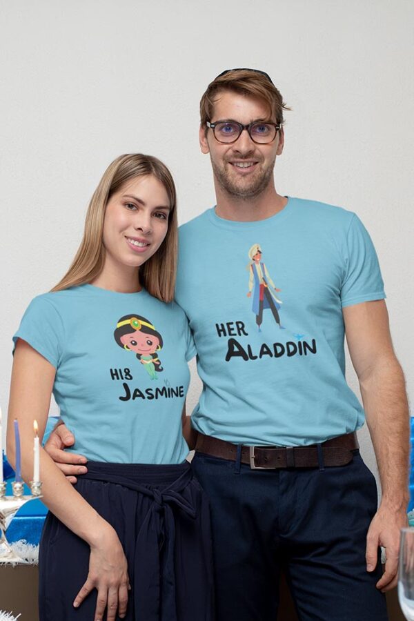 Her Aladdin, His Jasmine Valentine Couples T-Shirt - DK - Image 2