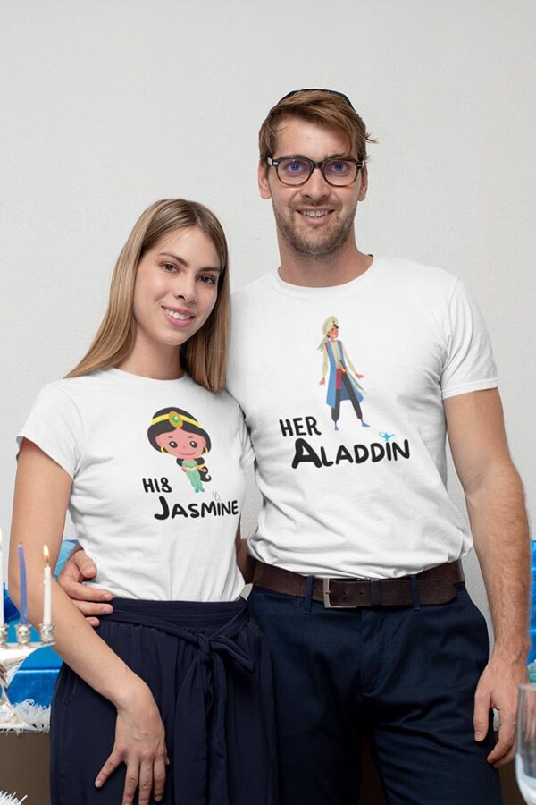 Her Aladdin, His Jasmine Valentine Couples T-Shirt - DK - Image 3