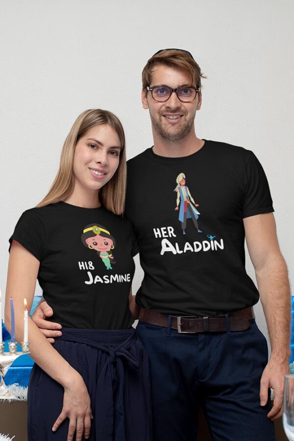 Her Aladdin, His Jasmine Valentine Couples T-Shirt - LT - Image 5