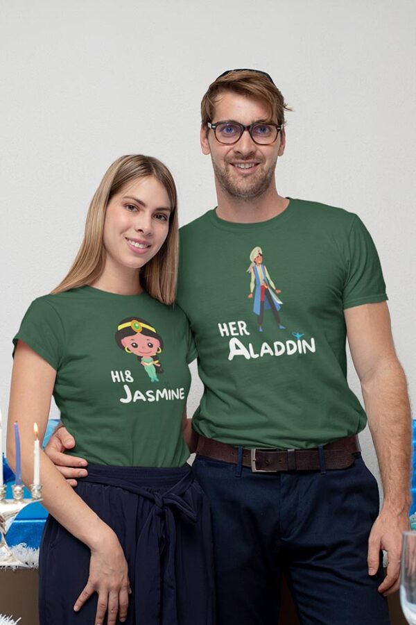 Her Aladdin, His Jasmine Valentine Couples T-Shirt - LT