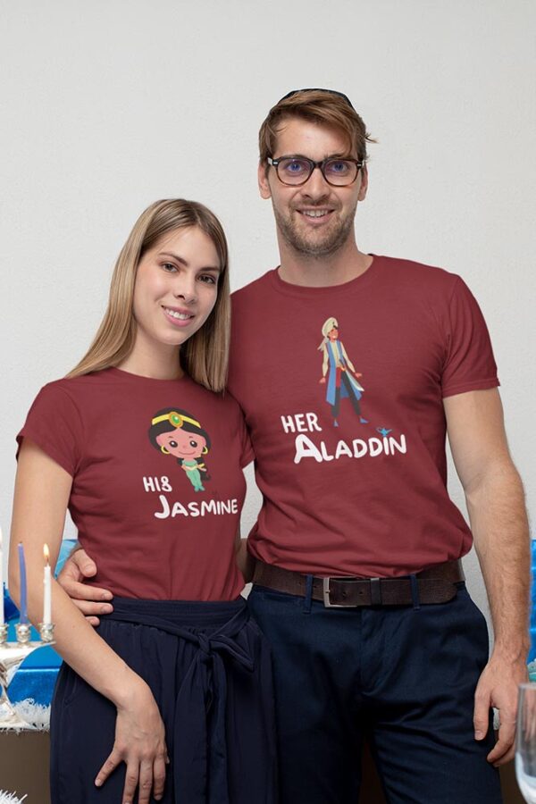 Her Aladdin, His Jasmine Valentine Couples T-Shirt - LT - Image 2