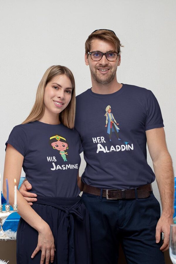 Her Aladdin, His Jasmine Valentine Couples T-Shirt - LT - Image 3