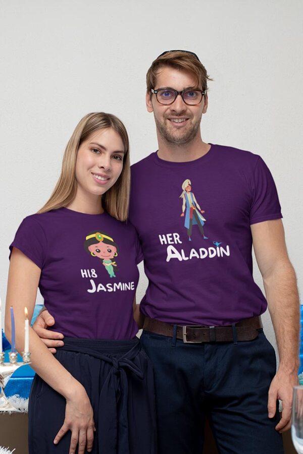 Her Aladdin, His Jasmine Valentine Couples T-Shirt - LT - Image 4