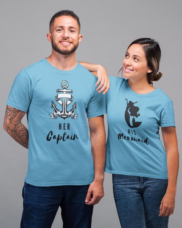 Her Captain, His Mermaid Valentine Couples T-Shirt - DK