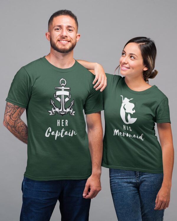 Her Captain, His Mermaid Valentine Couples T-Shirt - LT - Image 7