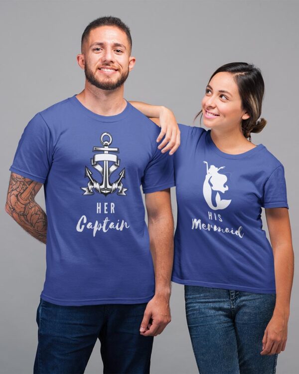 Her Captain, His Mermaid Valentine Couples T-Shirt - LT - Image 5